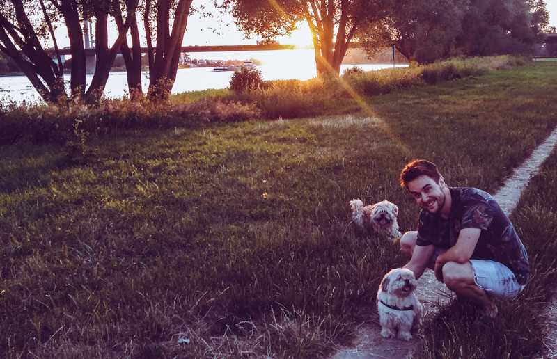 Me and my two dogs at the river